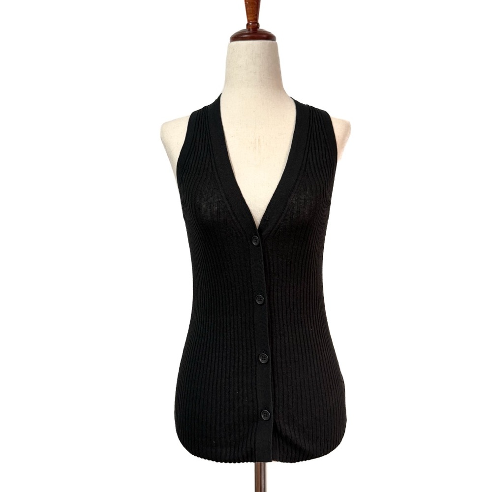 James Perse Lightweight Ribbed Linen Knit Vest Tank